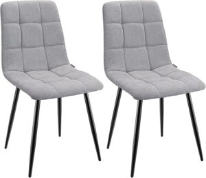 Set of 2 Upholstered High-Back Dining Chairs